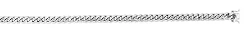 JewelStop 925 Rhodium Plated Sterling Silver 7 mm Pyramid Diamond Cut Miami Cuban Chain Necklace with Lobster Clasp -8.5″