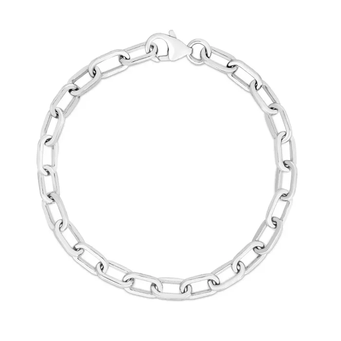 JewelStop Sterling Silver Polished Finish Squared Paperclip Chain with Lobster Clasp – 18″