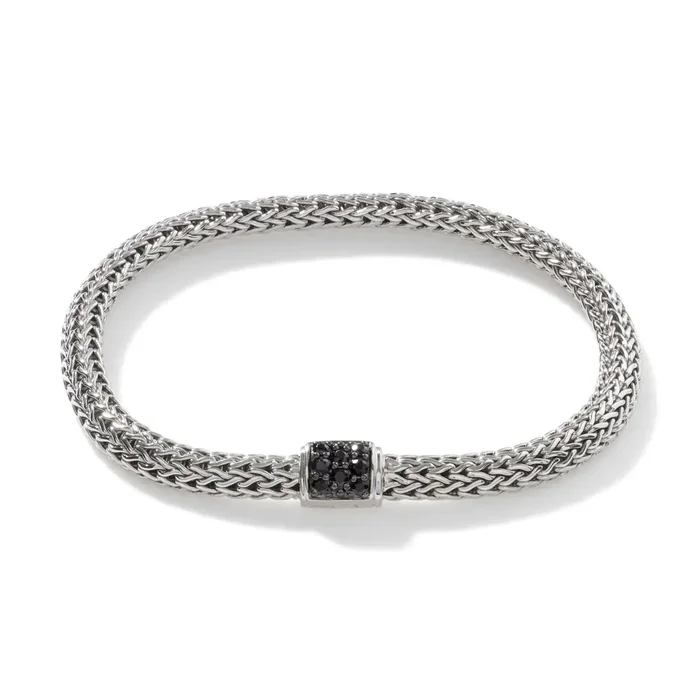 John Hardy Icon Bracelet in Sterling Silver with Black Sapphire (5mm)