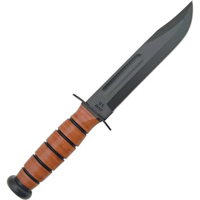 Ka-Bar Fighting Knife – US Army Full Size Plain Edge Blade Leather Handle | KB5020