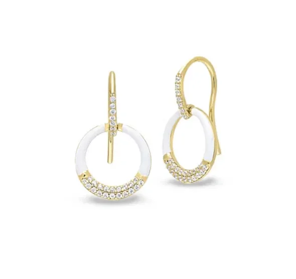 Kelly Waters Gold White Enamel Earrings (SI3415)