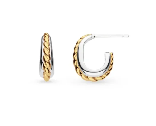 Kit Heath Sterling Silver & Gold Plated Marina Rope Band Hoop Earrings (SI7898)