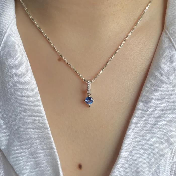 Kyanite & White Topaz Pendant-(KYN-SP-399-B.)