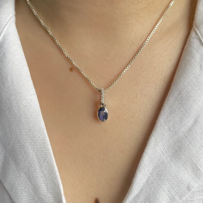Kyanite & White Topaz Pendant-(KYN-SP-780-B.)