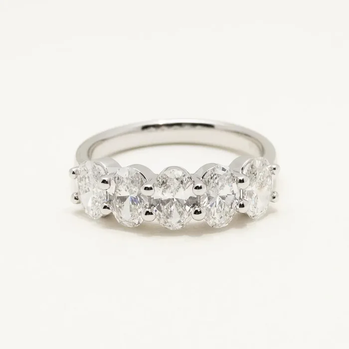 Lab Grown Oval Diamond Five Stone Band in 14kt White Gold (2ct tw)