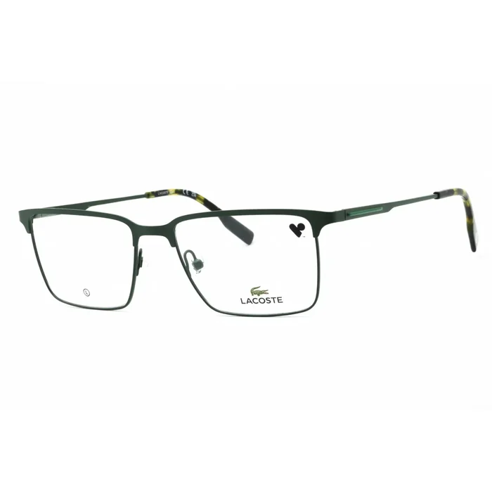 Lacoste Men’s Eyeglasses – Matte Green Square Full Rim Metal Frame | L2296 301