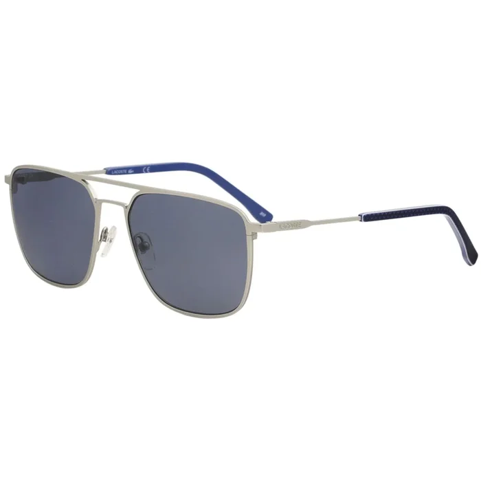 Lacoste Unisex Sunglasses – Full Rim Matte Silver Pilot Shaped Metal Frame | L194S 045