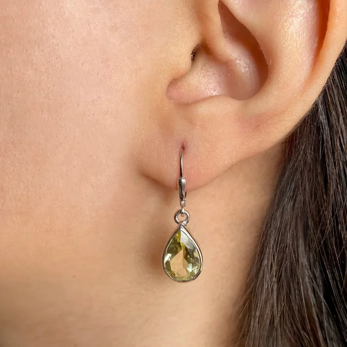Lemon Quartz Leverback Earring-(LEM-SE-707.)