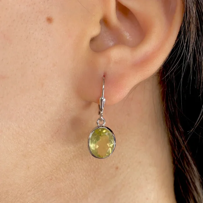 Lemon Quartz Leverback Earring-(LEM-SE-997.)