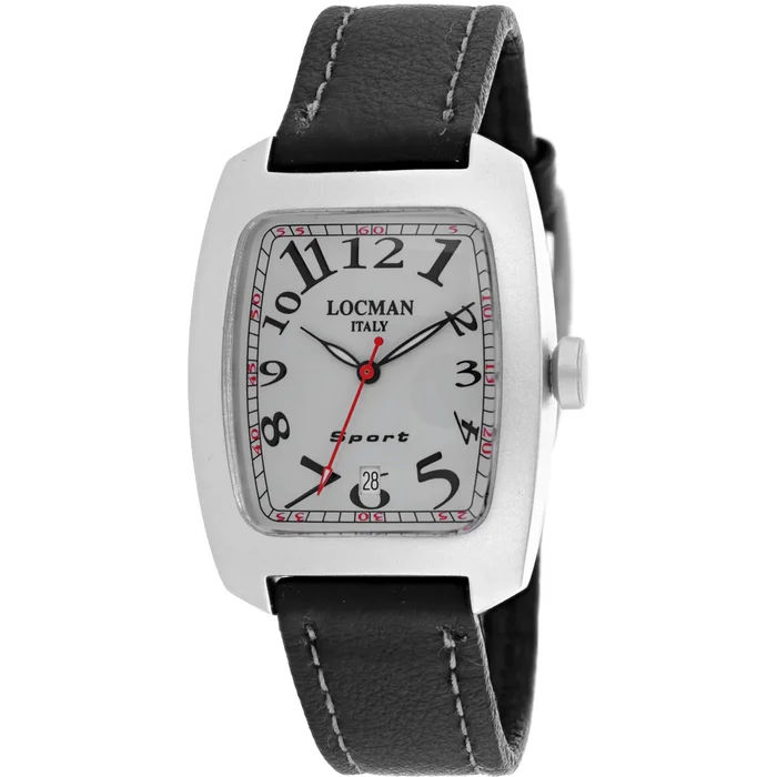 Locman Women’s Watch – Classic Aluminum Case White Dial Black Leather Strap | 488AG
