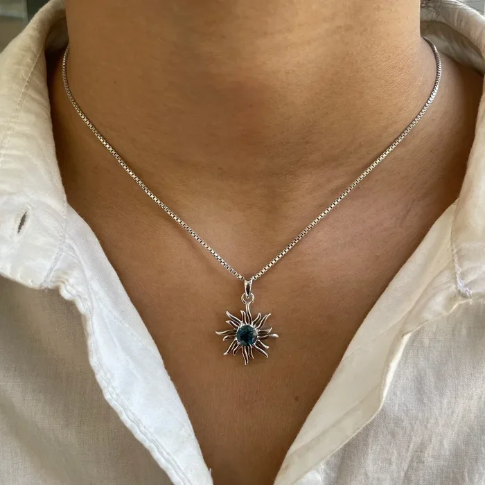 London Blue Topaz Sun Pendant-(LBTZ-SN-152.)