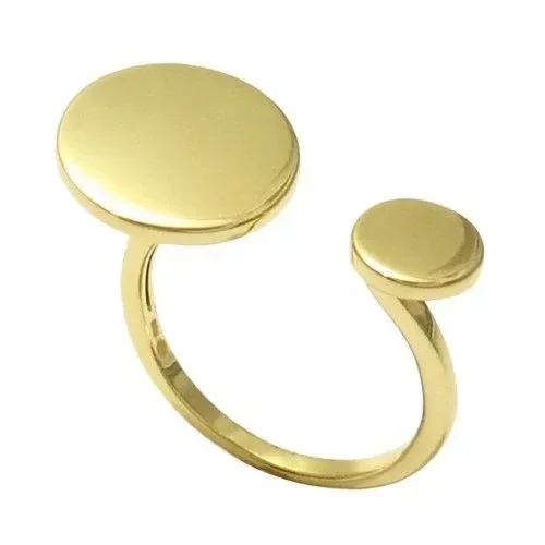 Lovely Sterling Silver Gold Double Circle Engravable Ring