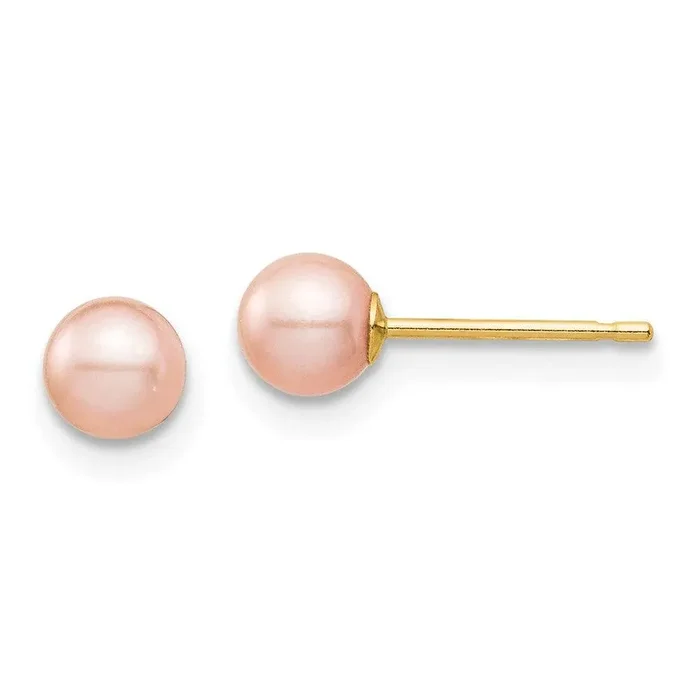 Madi K Kid’s 14k 4-5mm Pink Round Freshwater Cultured Pearl Stud Post Earrings