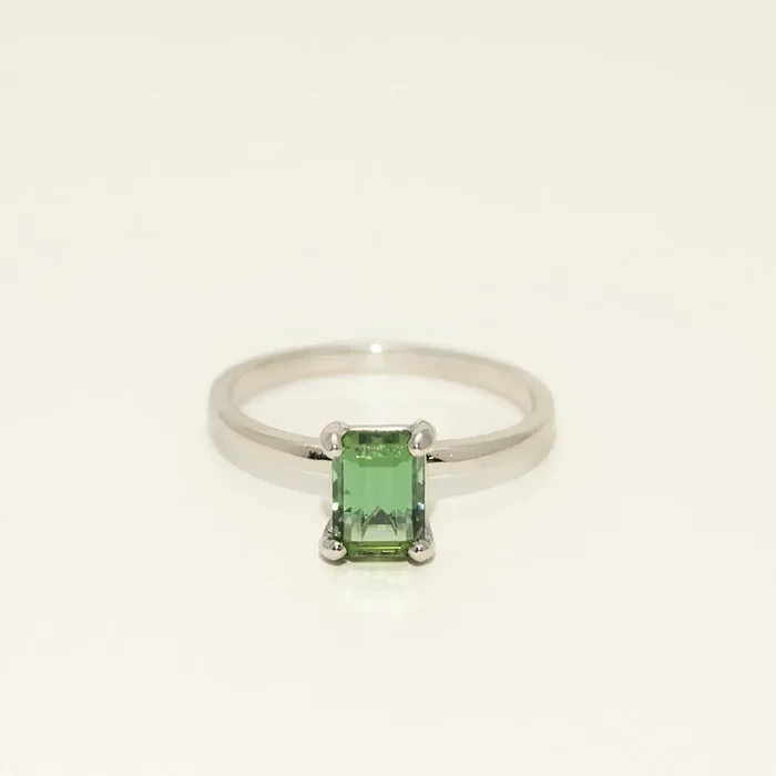 Maine Green Tourmaline Ring in Platinum