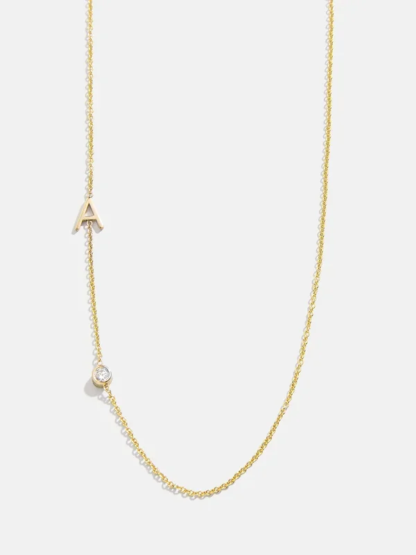 Maya Brenner Monogram Necklace with Diamond – Gold