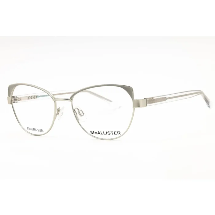 McAllister Women’s Eyeglasses – Silver Metal Cat Eye Shape Full Rim Frame | MC4520 040