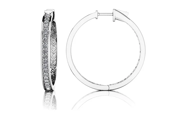 Medium Prong Set Diamond Lined Hoops Diamond with 0.60 ct.(finished) 1.3mmWatch
