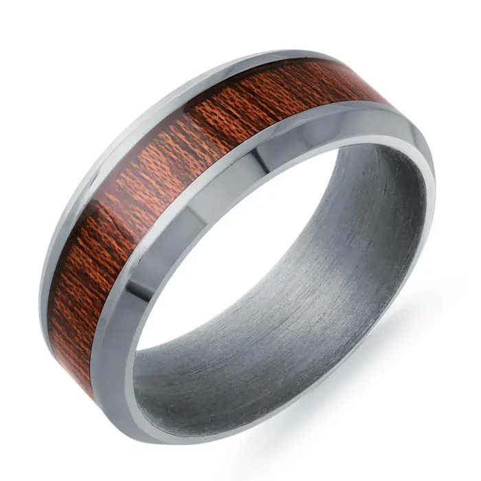 Mens Wedding Band in Tantalum and Wood (8mm)
