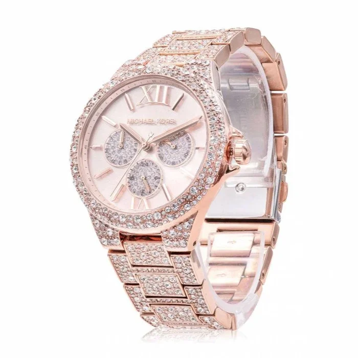 Michael Kors Camille Multifunctional Crystals Rose Gold Dial Rose Gold Steel Strap Watch for Women – MK6961Women’s Watches