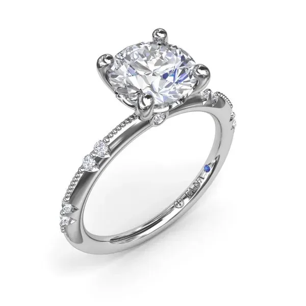 Milgrain Knife-Edge Round Diamond Engagement Ring