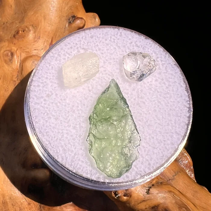 Moldavite, Phenakite, & Herkimer Diamond #109