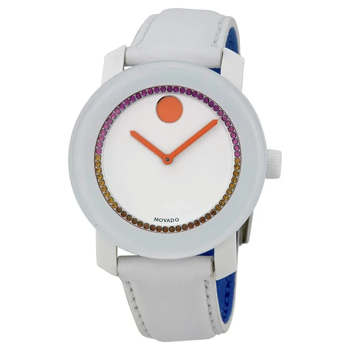 Movado Bold White Dial White Leather Ladies Watch 3600250Watch