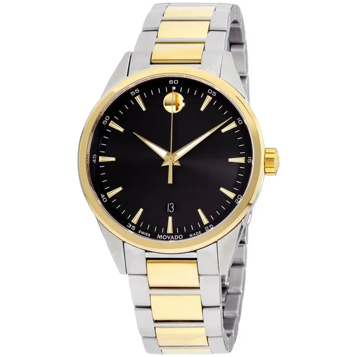 Movado Men’s Quartz Watch – Stratus Black Dial Two Tone Bracelet | 0607245
