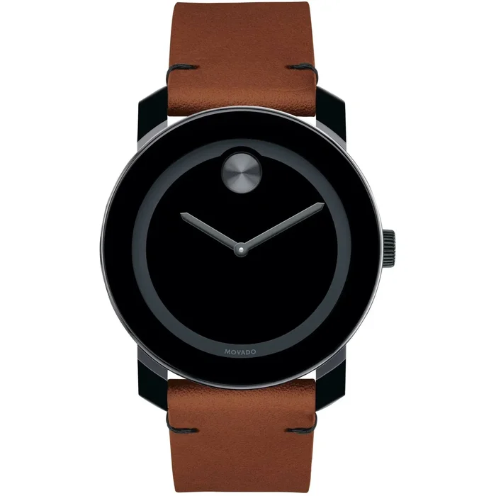 Movado Men’s Watch – Bold Quartz Black Dial Leather Strap | 3600600