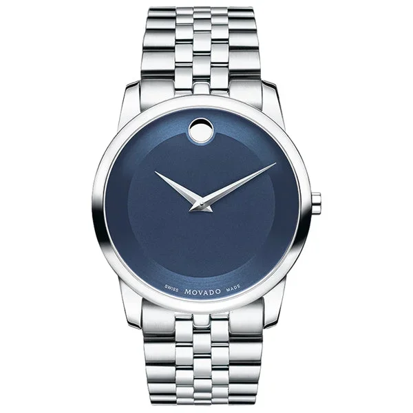 Movado Museum Classic Silver Stainless Steel Blue Dial Quartz Watch for Gents – 606982Men’s Watches