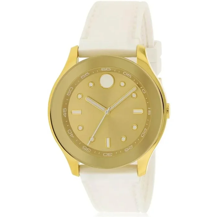 Movado Women’s Quartz Watch – Bold Gold Tone Dial White Silicone Strap | 3600410