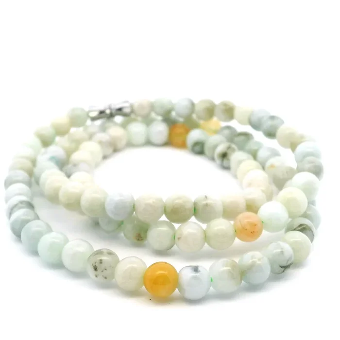 Nephrite Jade Beaded Necklace with Twist Closure – 6mm Rounds