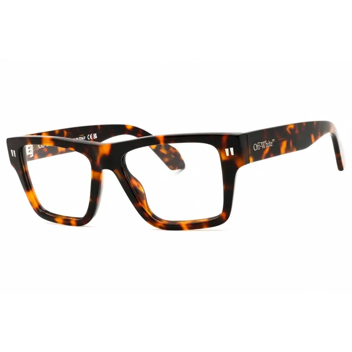 Off-White Unisex Eyeglasses – Havana Plastic Full Rim Square Frame | STYLE 75 6000