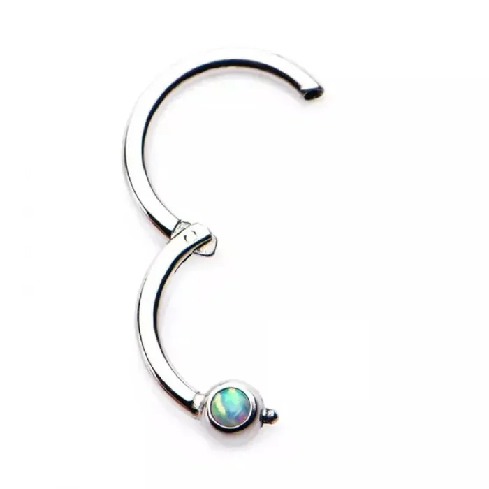 Opal Centered Hinged Segment Ring – Stainless Steel