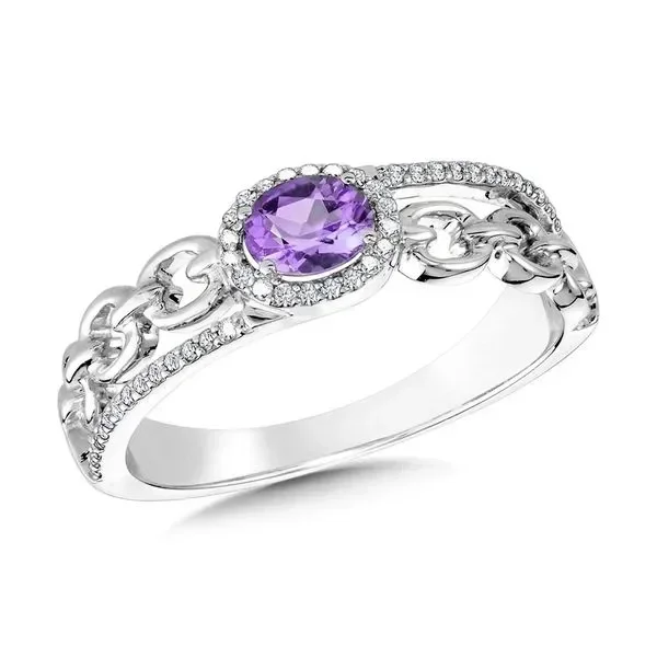 Oval-Cut Amethyst & Diamond Cable-Chain-Link Bypass-Illusion Ring