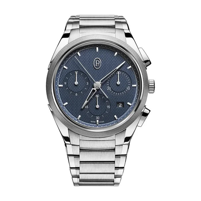 Parmigiani Fleurier TONDA PF Chronograph Steel Platinum Milano Blue 42mm Mens Watch MPN: pfc915-1020001-100182