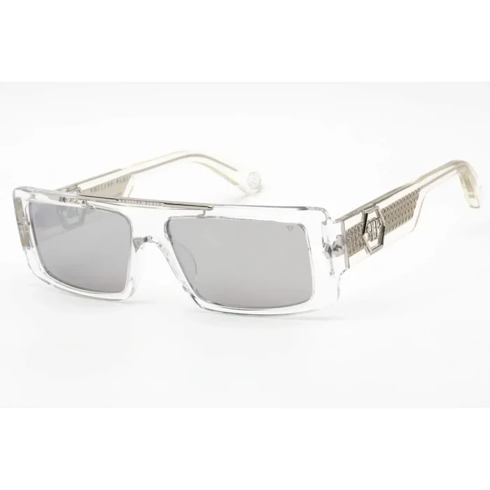 Philipp Plein Unisex Sunglasses – Mirrored Lens Shiny Crystal Frame | SPP003V 880X