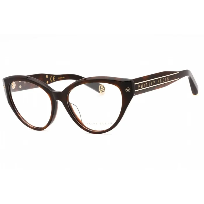 Philipp Plein Women’s Eyeglasses – Shiny Dark Havana Plastic Cat Eye | VPP052M 0752