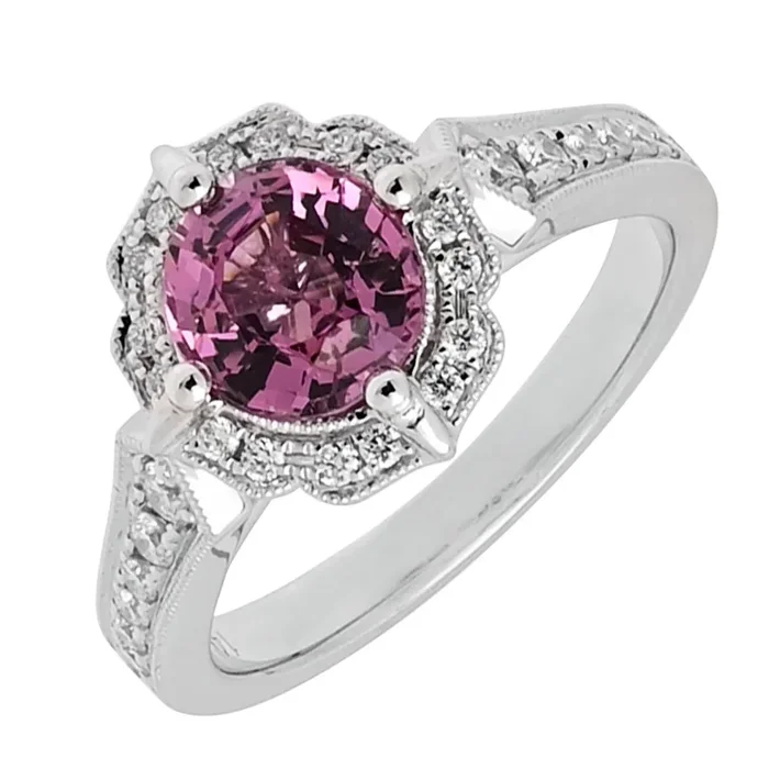 Pink Spinel Ring in 14kt White Gold with Diamonds (1/3ct tw)