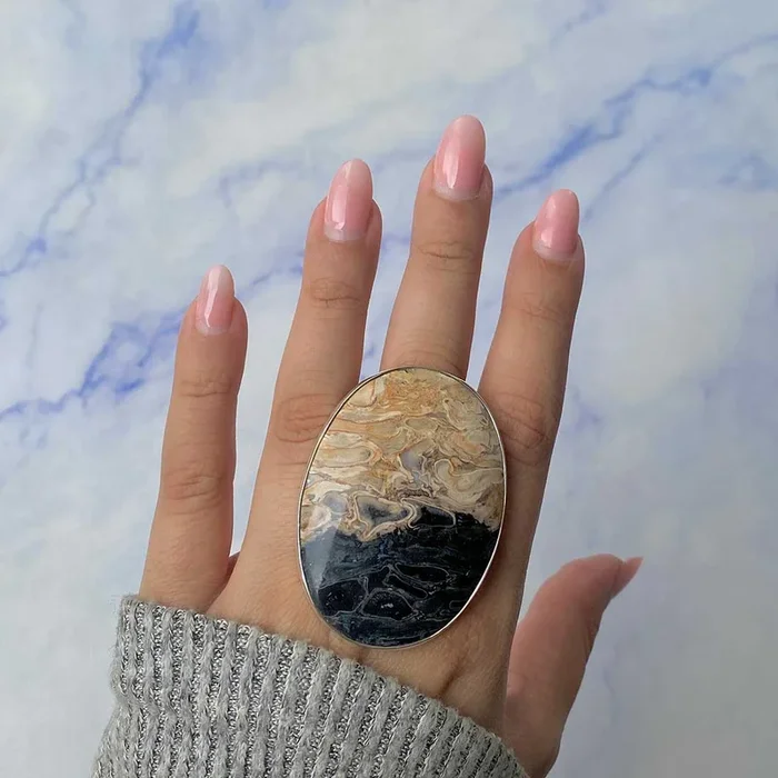 Plumroot Agate Adjustable Ring-(PTJ-R-31.)