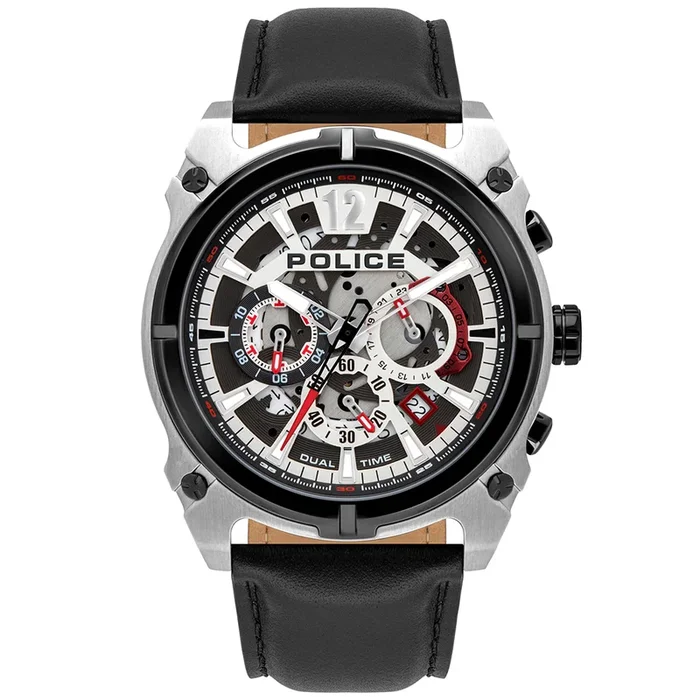 Police Men Rebel Round Silver Watches