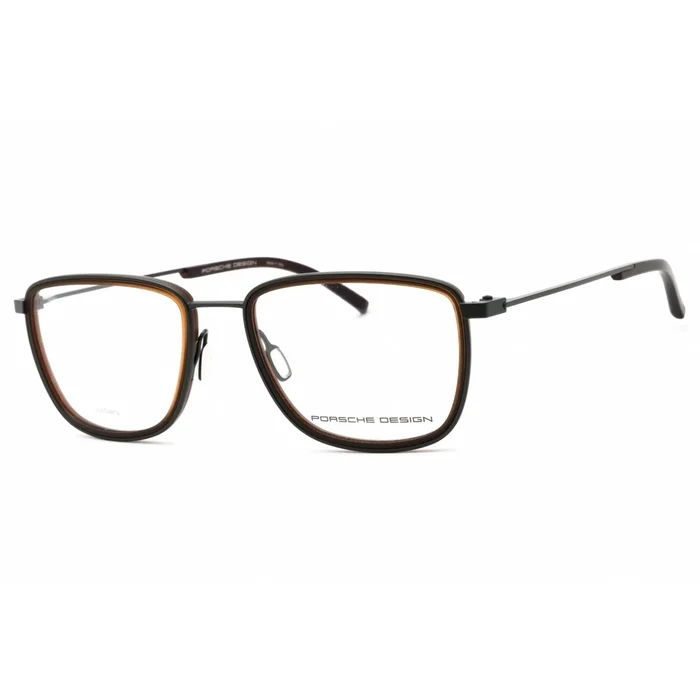 Porsche Men’s Eyeglasses – Grey Brown Square Full Rim Metal Frame | P8365 C
