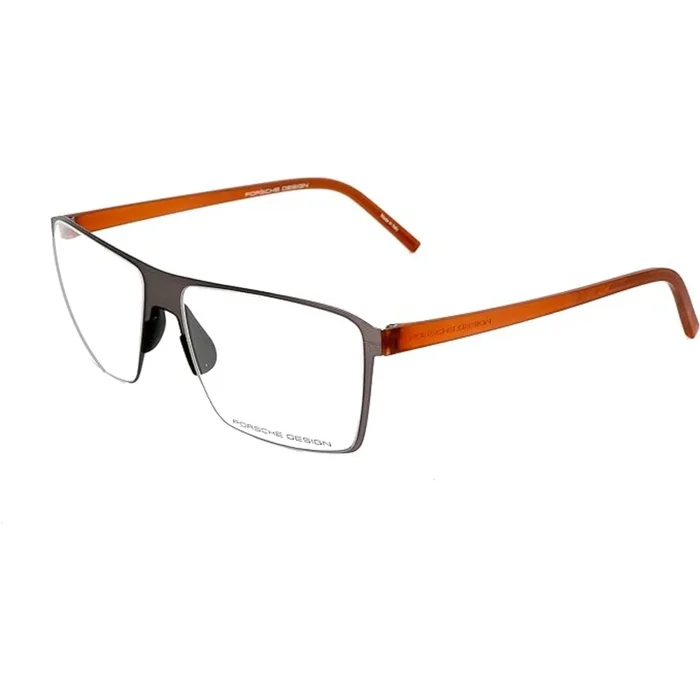 Porsche Men’s Eyeglasses – Grey Metal Rectangular Frame Demo Lens | PORSCHE P8309 B
