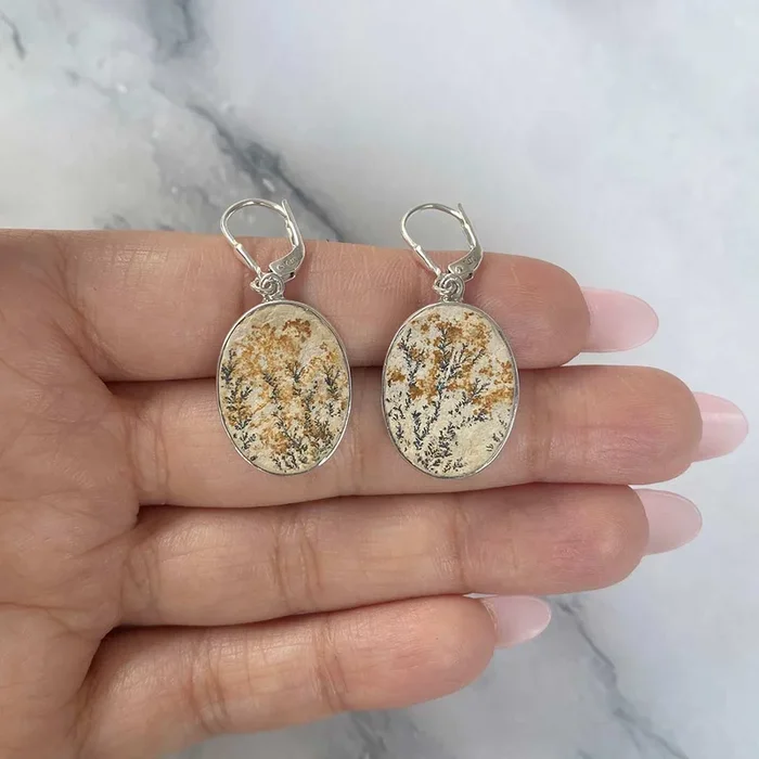 Psilomelane Dendrite Earring-(PSD-E-12.)