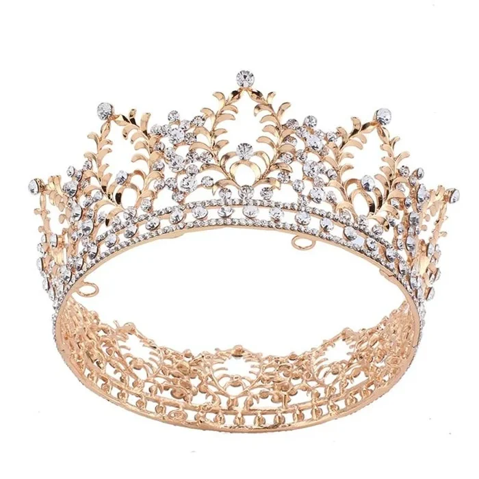 Queen’s Dream Rhinestone Gold Color Crown with Zircon Crystals
