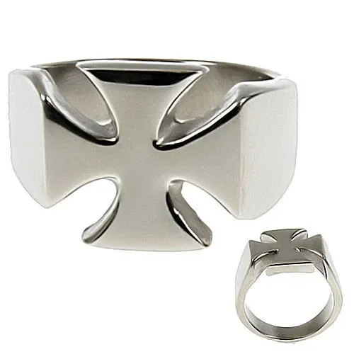 Rafferty: Mens 316L Cast Stainless Steel Maltese Cross Biker’s Ring