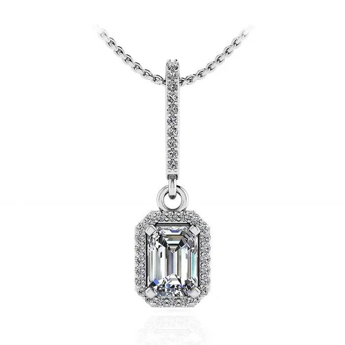 Ravishing Emerald Cut Diamond Pendant with 0.65 ct. (0.50 ct. center diamond)Watch
