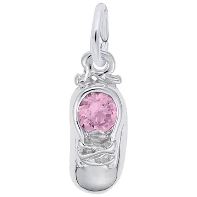 Rembrandt Baby Shoe October Charm in Sterling Silver