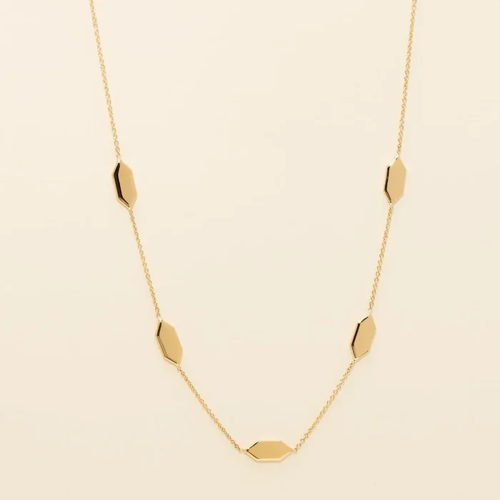 Rhombus Station Necklace in 14kt Yellow Gold