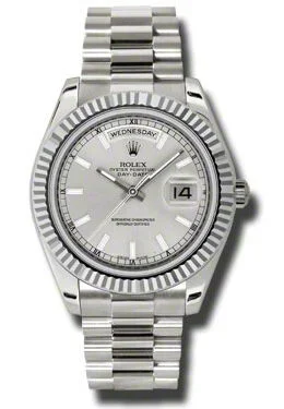 Rolex Day-Date II Silver Dial 18K White Gold President Automatic Men’s Watch 218239SSPWatch