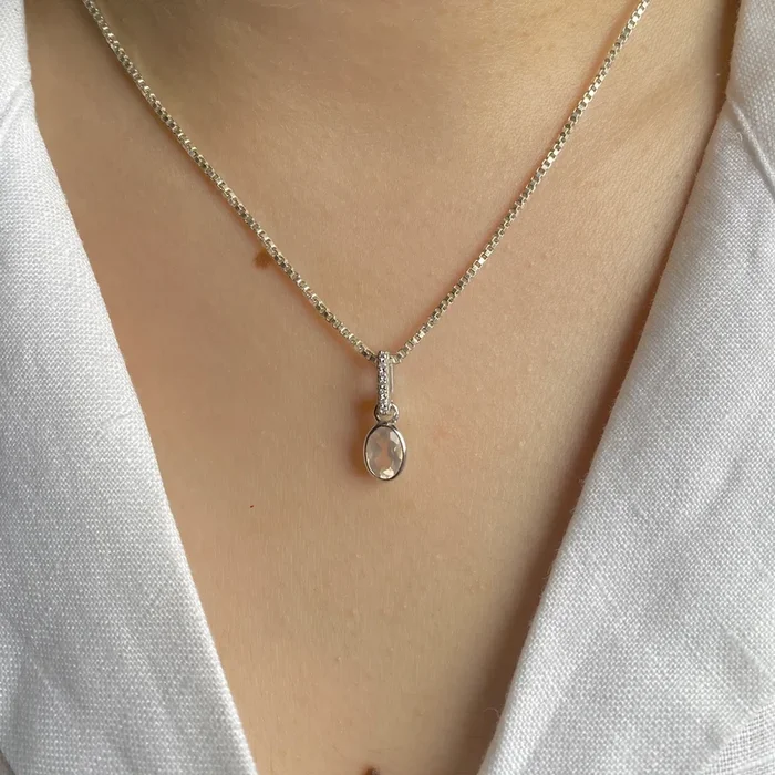 Rose Quartz & White Topaz Pendant-(RSQ-SP-780.)